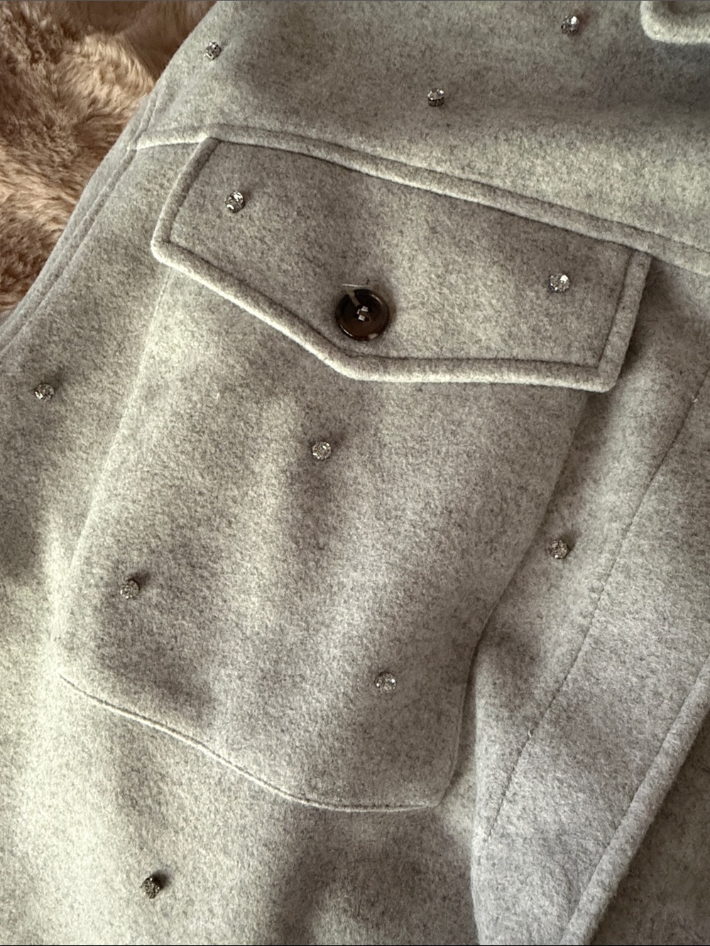 Vocal grey shacket with rhinestone studs medium - Picture 6 of 16